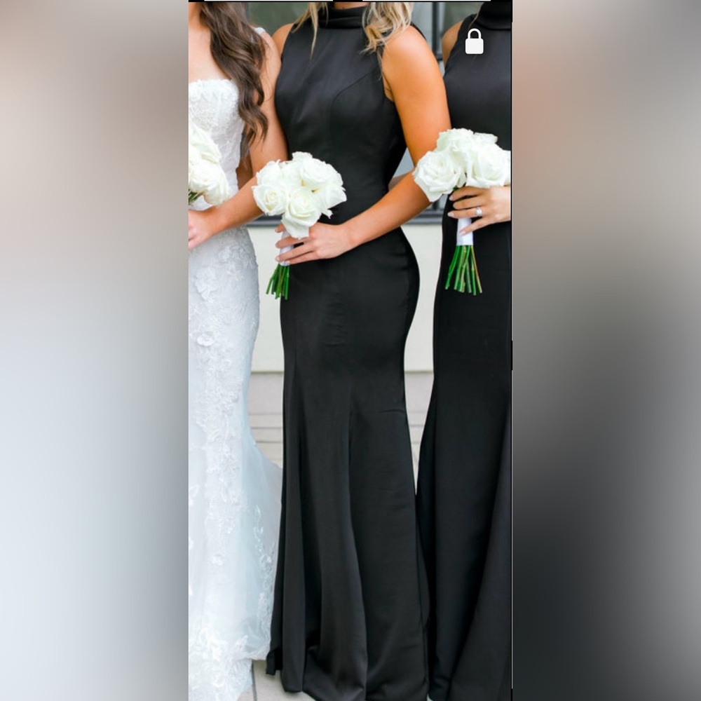 Black Sleeveless Halter Gown for Wedding Guest